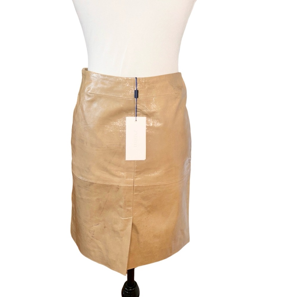 Luxury Lambskin Leather Skirt ‘Cecilia’ - in Cornstalk Neutral- Size XS (34) - Picture 5 of 10